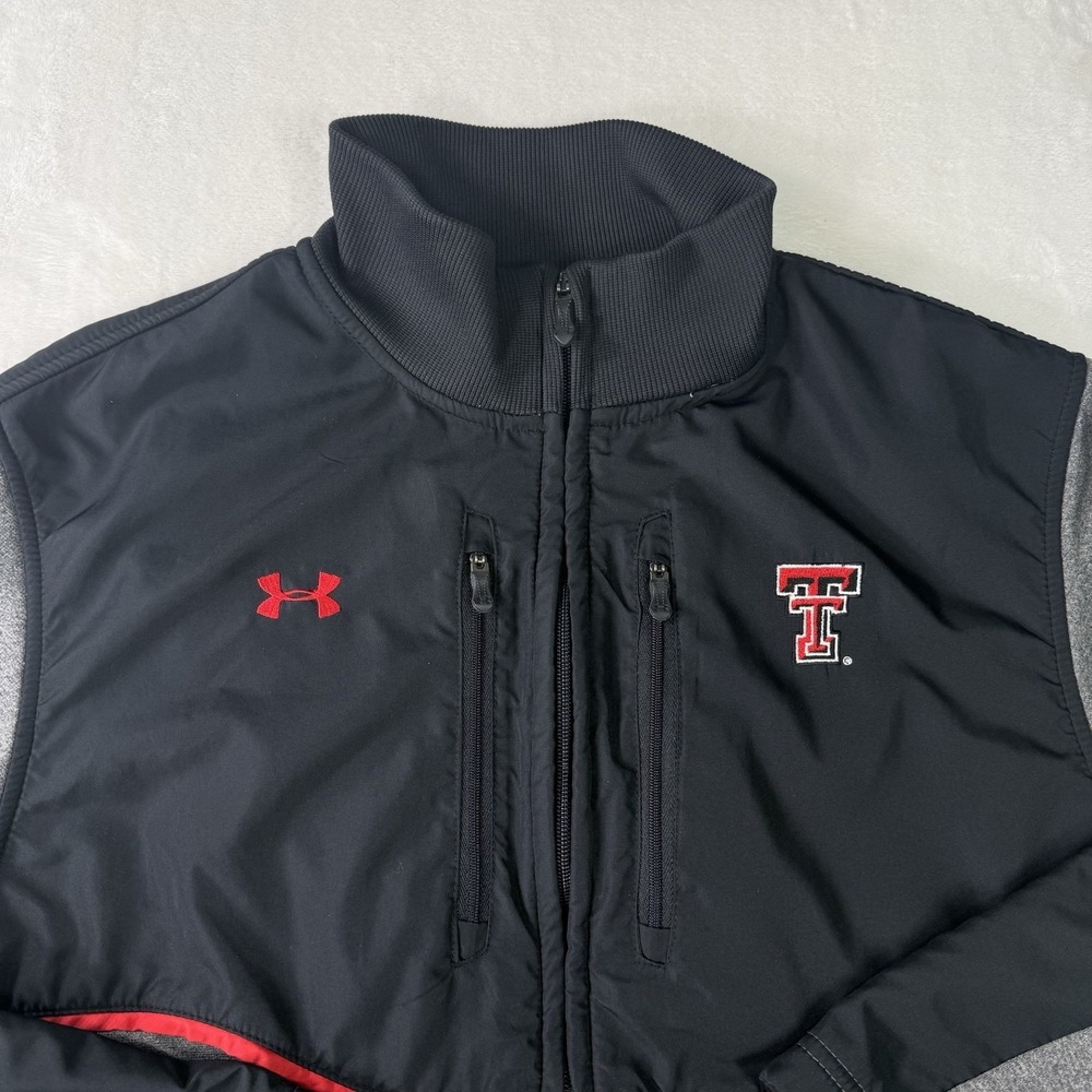 Texas Tech Red Raiders Under Armour Jacket Mens Large‎ Black 1/2 Zip Loose